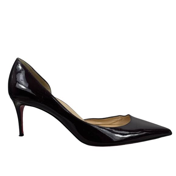 Christian Louboutin Iriza 70mm Half d'Orsay Pumps Dark Red Size 38.5 - Picture 2 of 13